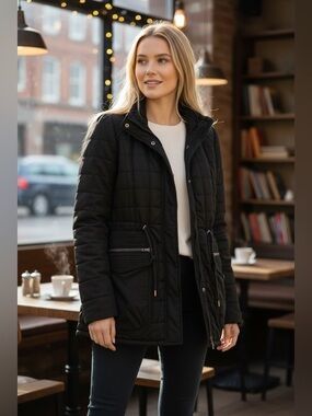 Wilfred Aritiza Black Marquis Quilted Military Style Jacket | Black - Size Small